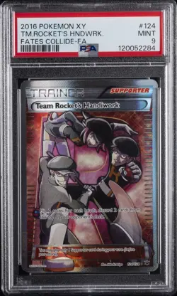 2016 POKEMON XY FATES COLLIDE #124 FULL ART/TEAM ROCKET'S HANDIWORK PSA 9 - Image 1