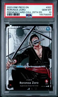 One Piece 2023 Roronoa Zoro 001 Premium Card Collection 25th Ed GEM MINT PSA 10 - Image 1