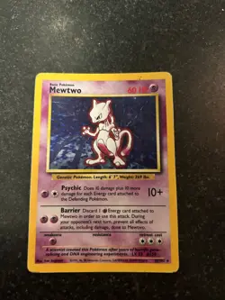 Mewtwo Base Set Pokemon Card Holo Shiny Near Mint Rare - Image 1