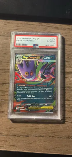 Mega Gengar ex PSA 10 English Pokemon Card 056/094 Phantasmal Flames 2025 UR - Image 1