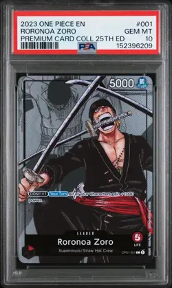2023 Roronoa Zoro OP01-001 PREMIUM CARD COLLECTION 25TH EDITION EN PSA 10 - Image 1