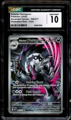 CGC 10 GEM MINT Galarian Obstagoon 245/217 ILLUSTRATION RARE HOLO Pokemon Card - Image 1