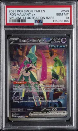 2023 POKEMON PAR EN-PARADOX RIFT #249 IRON VALIANT EX PSA 10 - Image 1