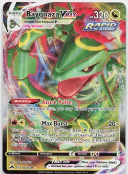 Rayquaza VMAX 102/159 Holo VMAX Rare Crown Zenith Pokemon Near Mint - Image 1