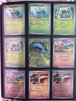 Pokemon SV 151 Complete Base Master Set Reverses, EXs w/VaultX Just Pink Binder - Image 1