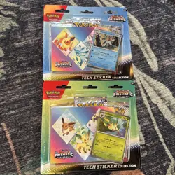 2x Pokemon TCG Prismatic Evolutions Tech Sticker Collection Glaceon + Leafeon - Image 1