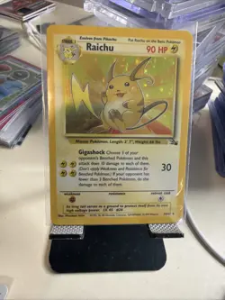 Pokemon Vintage WOTC 1999 Fossil Set Unlimited Holo Raichu 14/62 Great Shape - Image 1