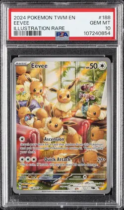 2024 POKEMON TWM EN-TWILIGHT MASQUERADE ILLUSTRATION RARE #188 EEVEE PSA 10 - Image 1