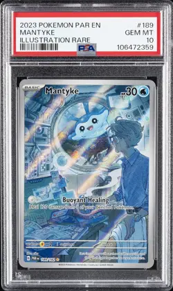 2023 POKEMON PAR EN-PARADOX RIFT ILLUSTRATION RARE #189 MANTYKE PSA 10 - Image 1