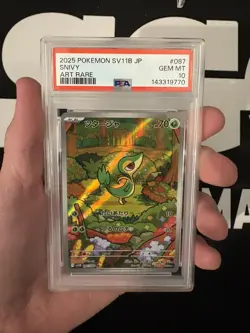 2025 POKEMON JAPANESE SV11B-BLACK BOLT ART RARE #087 SNIVY PSA 10 - Image 1