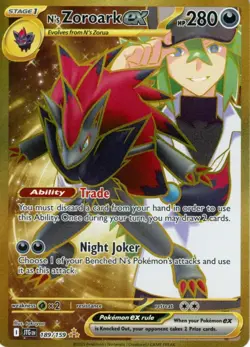 Pokemon Journey Together N's Zoroark Ex Secret Gold Hyper Rare 189/159 NM - Image 1
