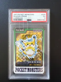 1997 POCKET MONSTERS CARDDASS #025 PIKACHU-PRISM PSA 5 - Image 1
