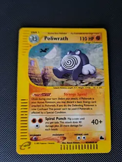 Pokemon Skyridge poliwrath H24/H32 light play HOLO swirl - Image 1