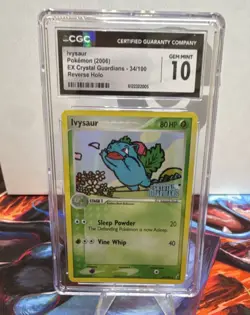Pokemon Ivysaur 34/100 EX Crystal Guardians Reverse Holo 2006 CGC 10 - Image 1