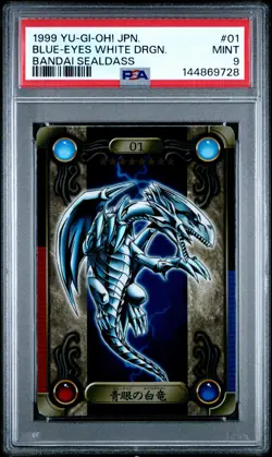 1999 YU-GI-OH! JPN BANDAI SEALDASS #01 BLUE-EYES WHITE DRAGON PSA 9 - Image 1