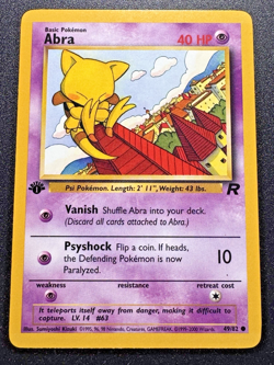 1st Edition Abra 49/82 Team Rocket Pokemon Card Rare LP - Image 1