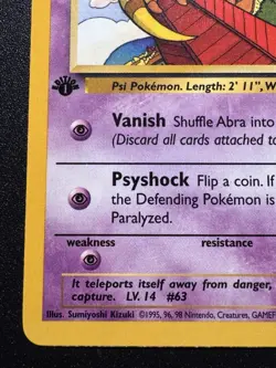 1st Edition Abra 49/82 Team Rocket Pokemon Card Rare LP - Image 5