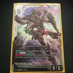 GUNDAM TCG CARD GAME JUSTICE GUNDAM GD01-066 LR HOLO FOIL ENGLISH NEWTYPE RISING - Image 1