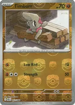 Timburr (Master Ball Pattern) 047/086 Holo Common Black Bolt Pokemon NM/M - Image 4