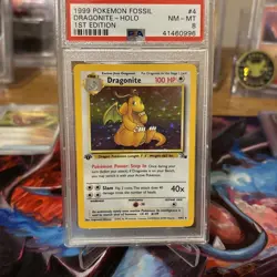 1999 POKEMON FOSSIL 1ST EDITION #4 DRAGONITE-HOLO PSA 8 💎 - Image 1