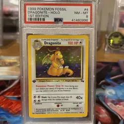 1999 POKEMON FOSSIL 1ST EDITION #4 DRAGONITE-HOLO PSA 8 💎 - Image 2