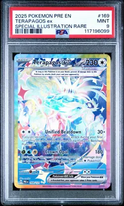 2025 Pokemon Prismatic Evolutions Terapagos #169 Special Illustration PSA 9 Mint - Image 1