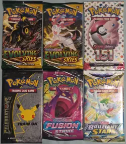 Pokemon 2 Evolving Skies,1 151, 1 Fusion, 1 Bril, 1 Cele Sealed Pack Lot 6 - TCG - Image 1