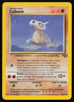Cubone 50/64 Unlimited Common Jungle Pokemon SPANISH LP - Image 1