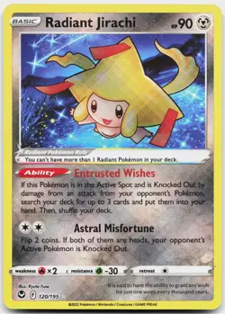 Radiant Jirachi 120/195 Radiant Rare Silver Tempest Pokemon Near Mint - Image 1
