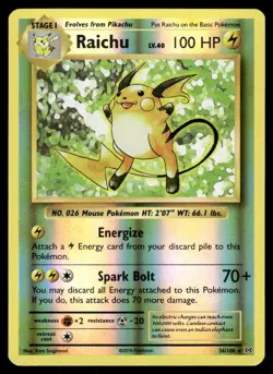 RAICHU (XY EVOLUTIONS) 36/108 RARE DECK EXCLUSIVES REVERSE HOLO POKEMON NM - Image 2