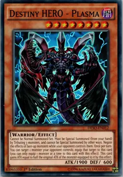 Yugioh Destiny HERO - Plasma DESO-EN012 1st Edition Super Rare NM - Image 1