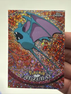 SPARKLE Zubat #41 Topps Chrome 2000 Series 1 T.V Holo Pokemon Card TCG - Image 1