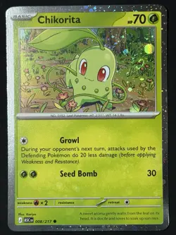 🌀Swirl🌀 Chikorita 008/217 Ascended Heroes Cosmos Holo Promo Pokemon NM - Image 1