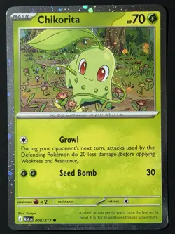 🌀Swirl🌀 Chikorita 008/217 Ascended Heroes Cosmos Holo Promo Pokemon NM - Image 4