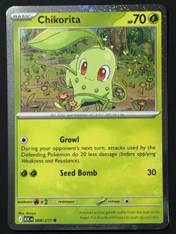 🌀Swirl🌀 Chikorita 008/217 Ascended Heroes Cosmos Holo Promo Pokemon NM - Image 5