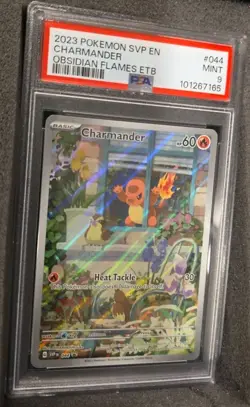 POKEMON CARD CHARMANDER ILLUSTRATION RARE 44 OBSIDIAN FLAMES #44 GRADED PSA 9 MT - Image 2