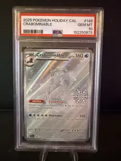 2025 Pokemon PSA 10 Crabominable #149/142 Holiday Calendar Snowflake Variant SCR - Image 1