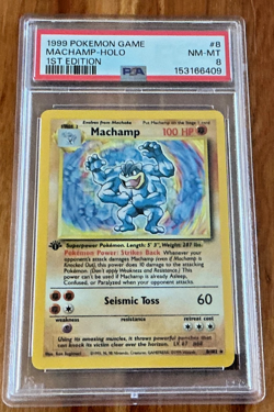 1999 POKEMON BASE SET 1ST EDITION #8 MACHAMP-HOLO PSA 8 NM-MT - Image 1