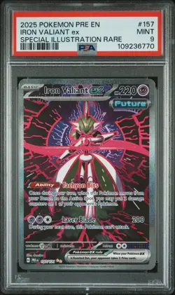 2025 POKEMON PRISMATIC EVOLUTIONS SPECIAL ILLUSTRATION IRON VALIANT EX PSA 9 - Image 1