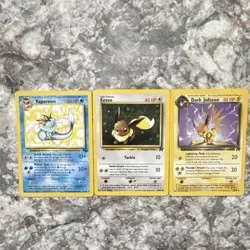 Pokemon TCG Team Rocket 3 Card Lot - Vaporeon, Eevee, Dark Jolteon - Wizards - Image 1