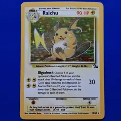 Pokemon TCG Raichu From Fossil Holo Rare 14/62 English Vintage 1999 Card MP - Image 1