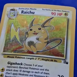 Pokemon TCG Raichu From Fossil Holo Rare 14/62 English Vintage 1999 Card MP - Image 2