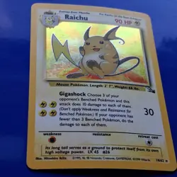 Pokemon TCG Raichu From Fossil Holo Rare 14/62 English Vintage 1999 Card MP - Image 4