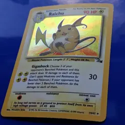 Pokemon TCG Raichu From Fossil Holo Rare 14/62 English Vintage 1999 Card MP - Image 5