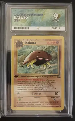 Pokemon TCG Kabuto Fossil 1st Edition Common Card 50/62 Mint Condition Ace 9 - Image 1