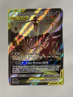 Pokemon Card Espeon & Deoxys GX SM240 SM Black Star Promo TAG TEAM Holo - Image 1
