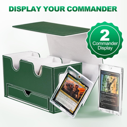 Card Deck Box for MTG, Double Card Storage Box with 2 Commander Display & 1 Dice - Image 2
