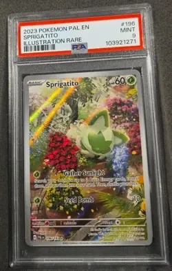 POKEMON CARD SPRIGATITO ILLUSTRATION RARE 196 PALDEA EVOLVED #196 GRADED PSA 9 - Image 1