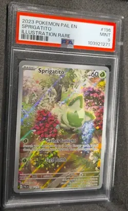 POKEMON CARD SPRIGATITO ILLUSTRATION RARE 196 PALDEA EVOLVED #196 GRADED PSA 9 - Image 2