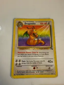 Pokemon TCG Dragonite Fossil Card 19/62 Regular Rare 1999 - Image 1
